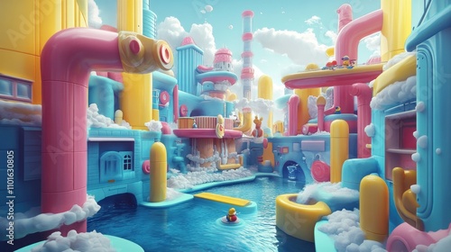 Wallpaper Mural Whimsical Candy Colored City Poolside Fantasy Torontodigital.ca