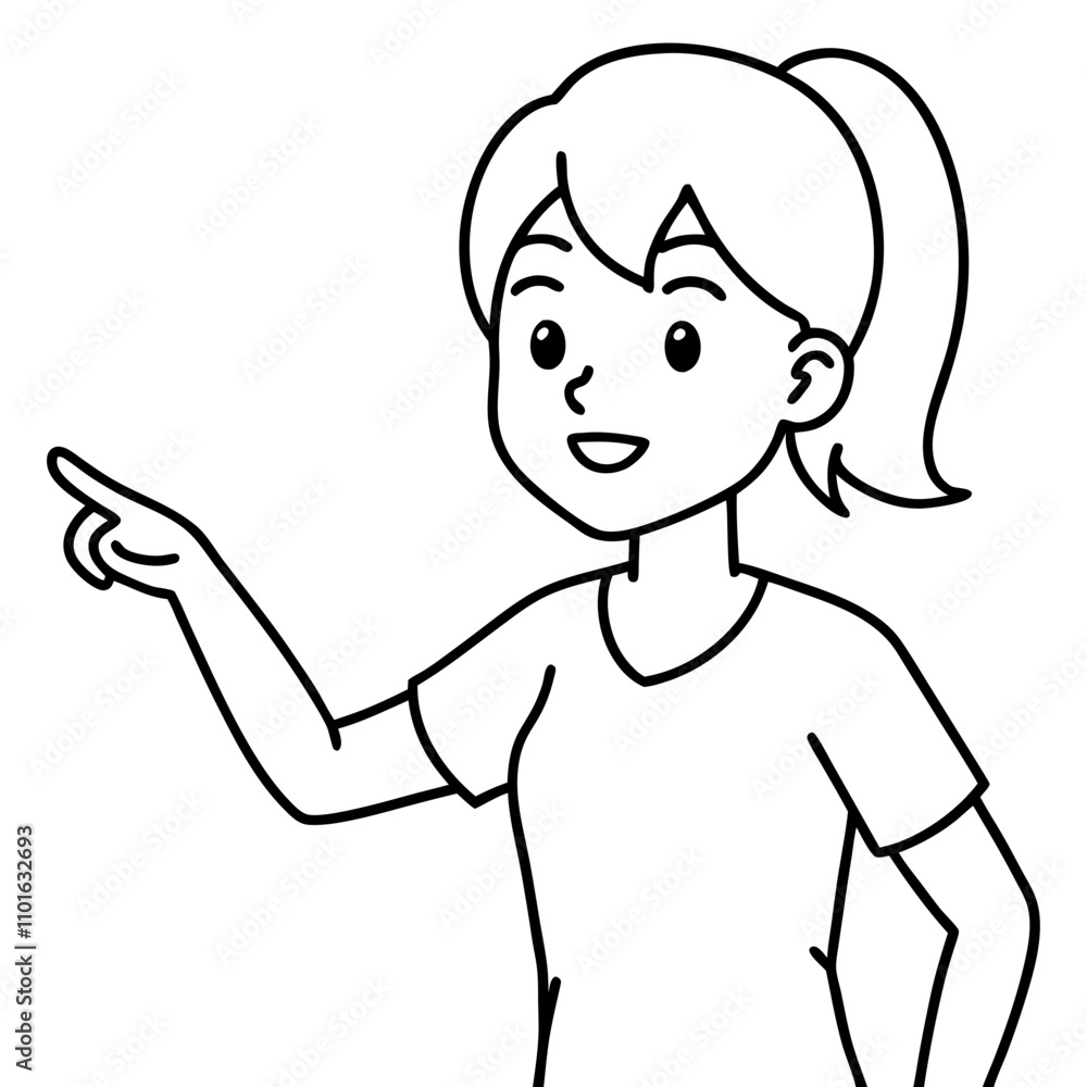 illustration of a girl pointing finger illustration of a girl pointing finger