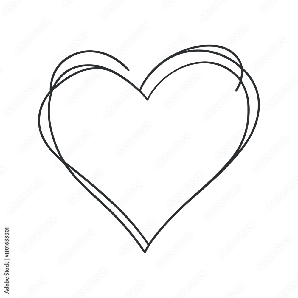 Heart continuous one line drawing, Black and white vector minimalist illustration of love concept made of one line Heart continuous one line drawing, Black and white vector minimalist illustration of love concept made of one line