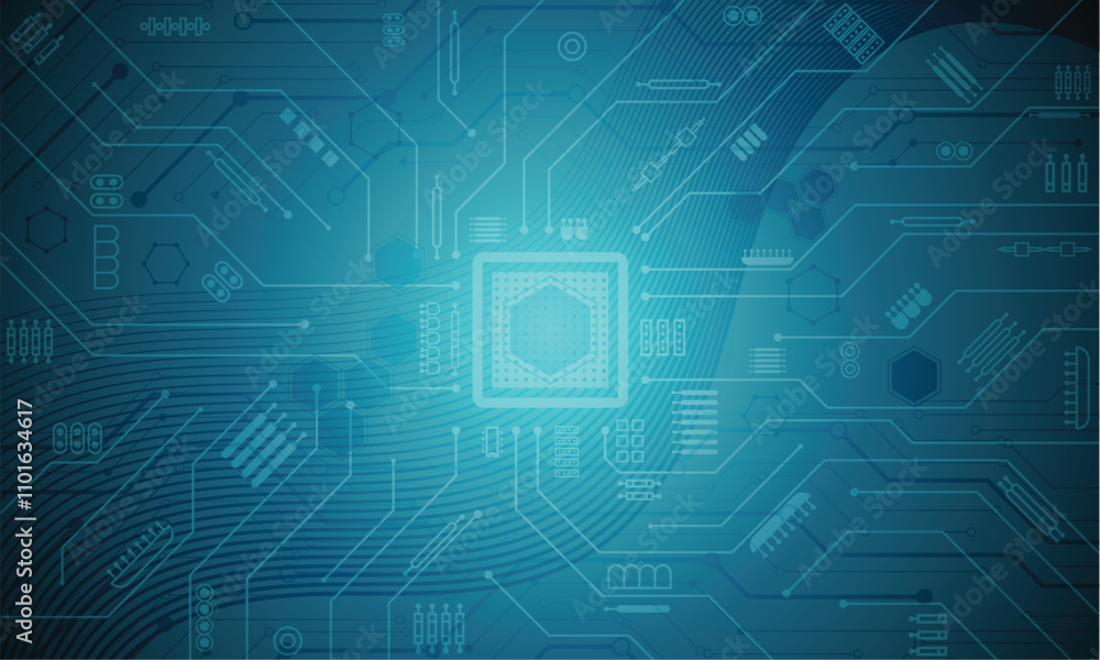 Abstract blue gradient circuit board technology digital background Abstract blue gradient circuit board technology digital background