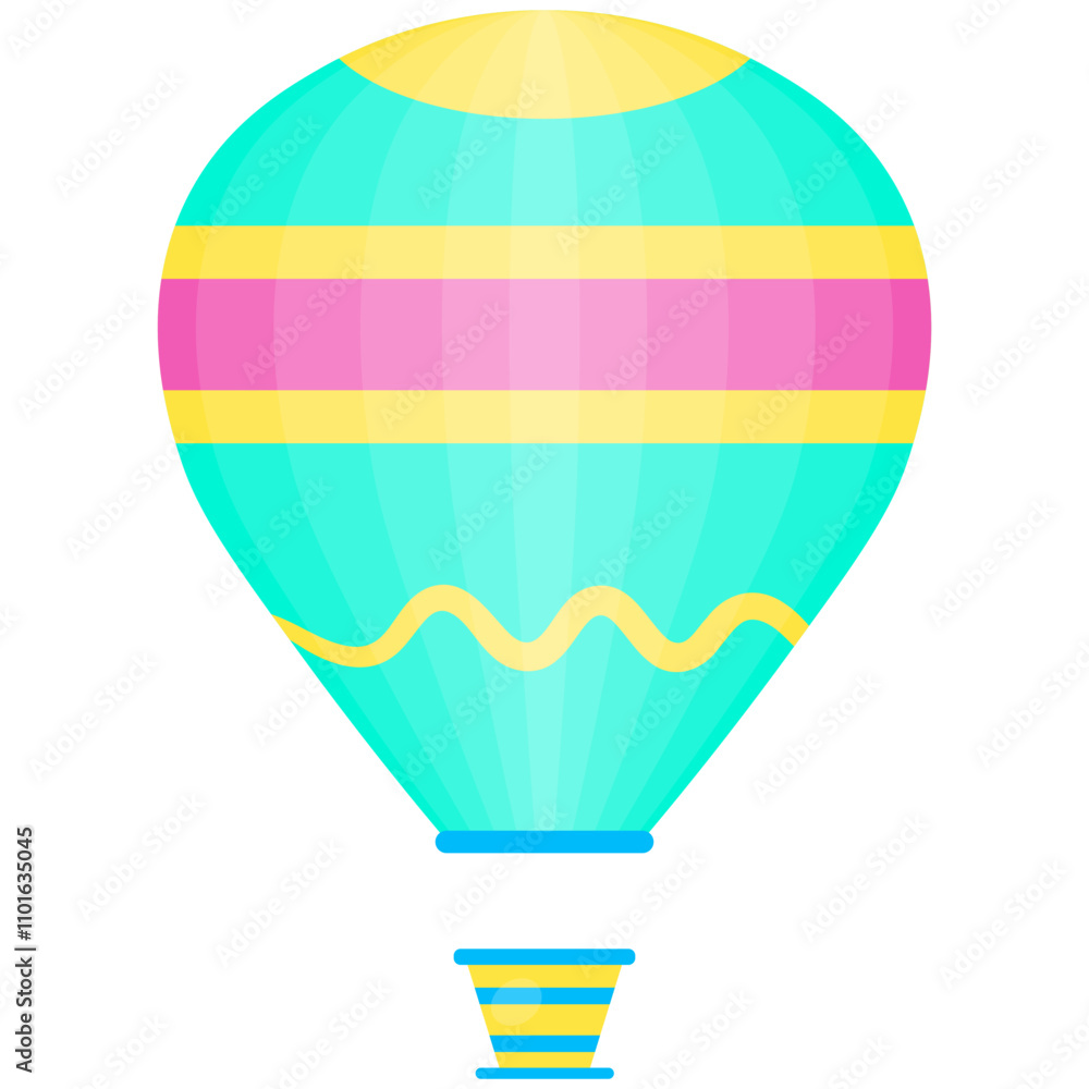 Hot Air Balloon Illustration in Cartoon Design and Concept. Isolated on White Background Hot Air Balloon Illustration in Cartoon Design and Concept. Isolated on White Background