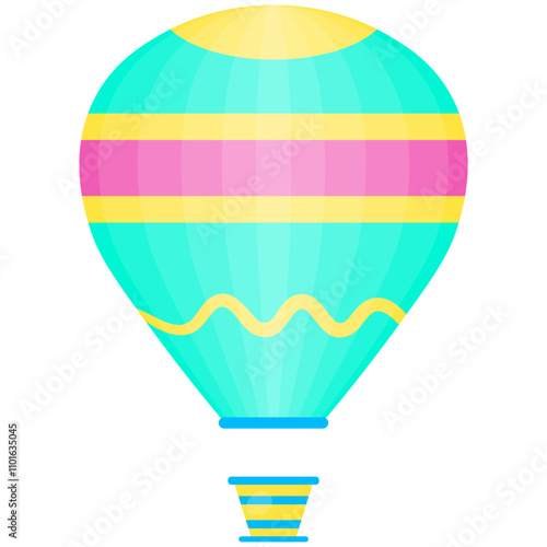 Hot Air Balloon Illustration in Cartoon Design and Concept. Isolated on White Background