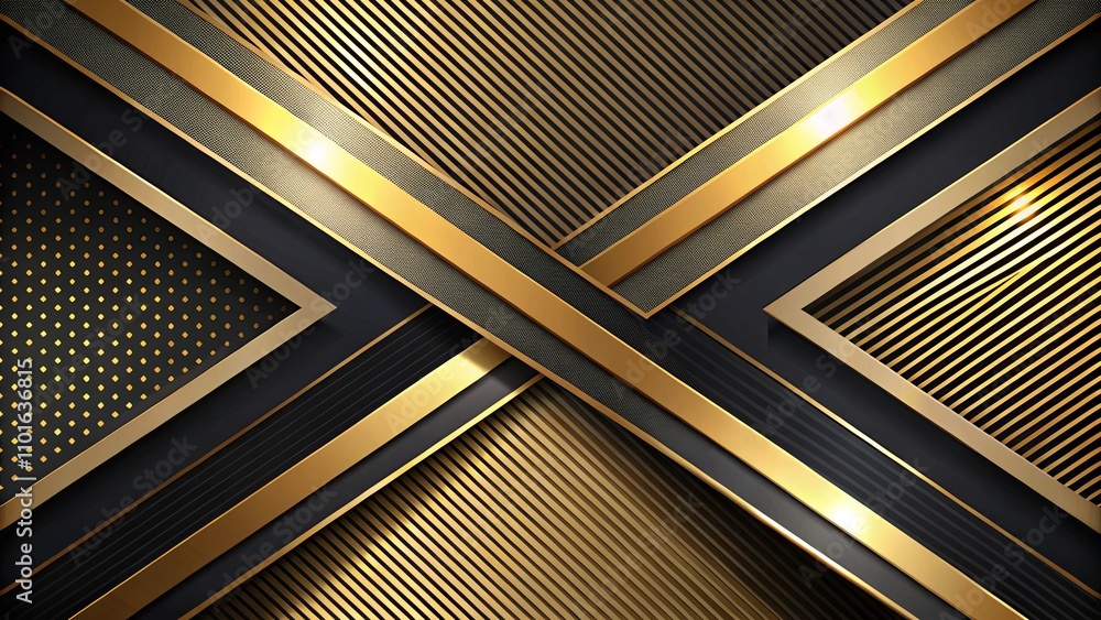 Abstract Gold and Black Geometric Pattern Design with Intersecting Lines and Textured Background
