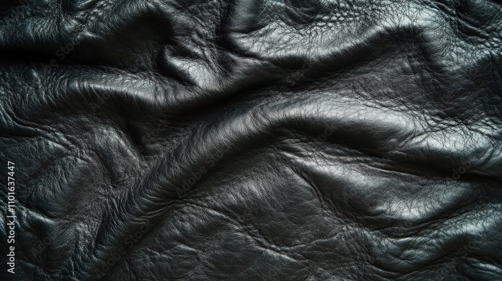 Fototapeta premium Textured Black Leather Surface Close-Up