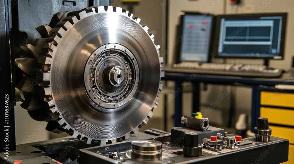 Detailed shot of a turbocharger rotor on a balancing machine, with calibration sensors and displays highlighting precise adjustments. The focus is on accuracy in turbo repair and maintenance. Detailed shot of a turbocharger rotor on a balancing machine, with calibration sensors and displays highlighting precise adjustments. The focus is on accuracy in turbo repair and maintenance.