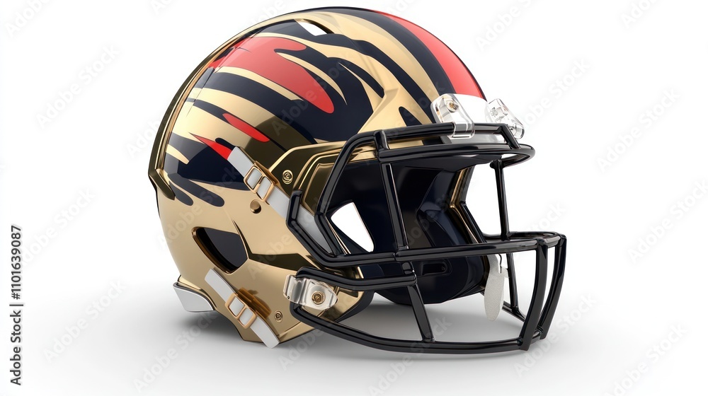 Fototapeta premium Stylish Gold And Black American Football Helmet
