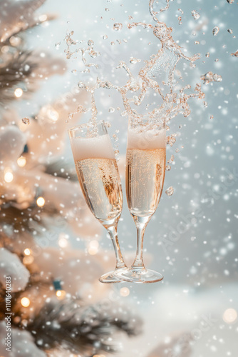 Sparkling Toast in Winter Wonderland photo