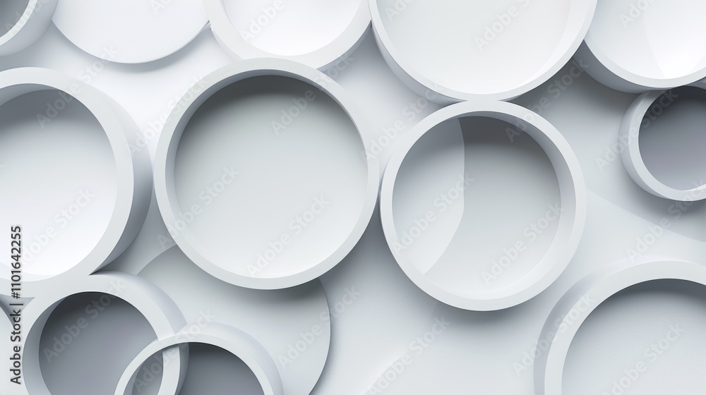 A detailed view of overlapping white circular frames arranged in an abstract pattern on a soft gray background. The clean lines and smooth textures provide a sense of modernity and minimalism. A detailed view of overlapping white circular frames arranged in an abstract pattern on a soft gray background. The clean lines and smooth textures provide a sense of modernity and minimalism.