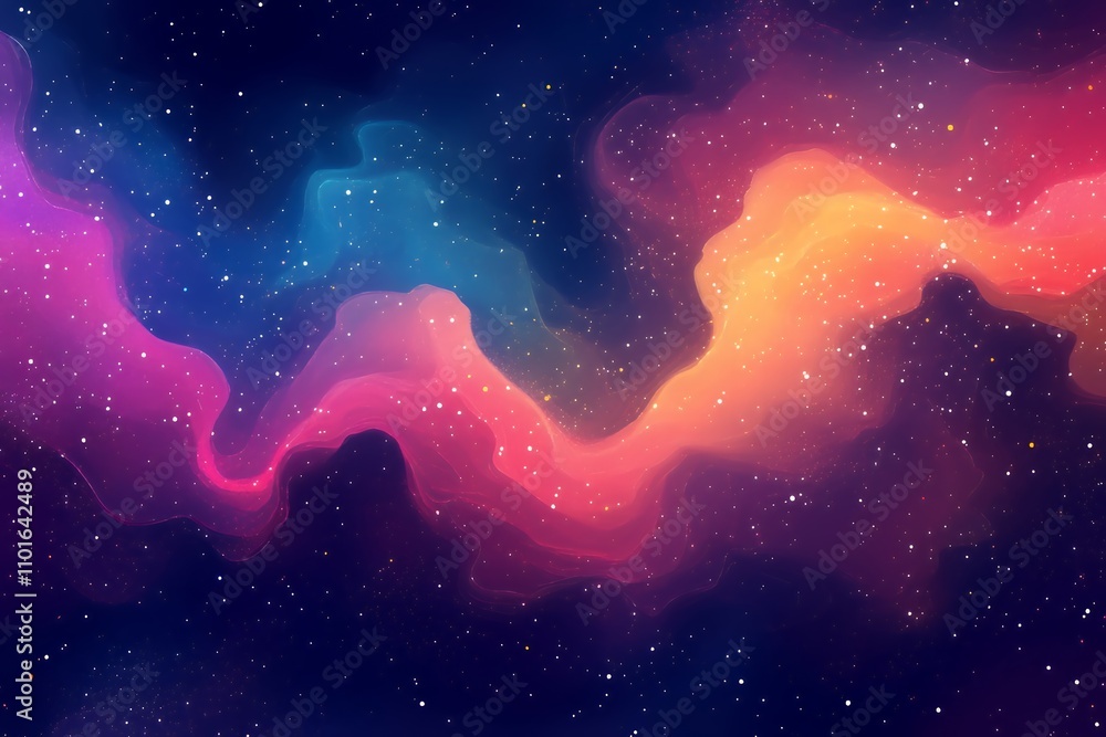 Obraz premium A vibrant cosmic scene with swirling colors and stars, evoking a sense of wonder.