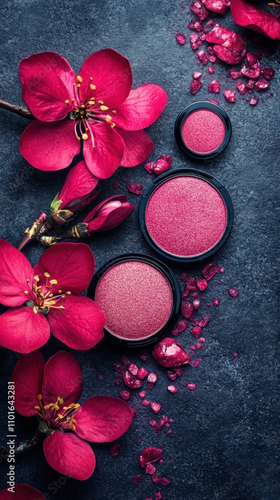 Vibrant Floral and Makeup Composition Vibrant Floral and Makeup Composition