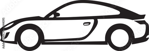 Linear style car icon with transport symbols