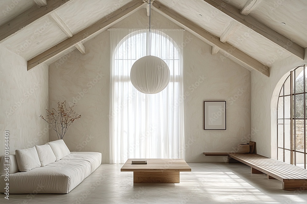 Minimalist, contemporary Scandinavian interiors in the living room with curtains windows and sofas. Generative AI
Minimalist, contemporary Scandinavian interiors in the living room with curtains windows and sofas. Generative AI