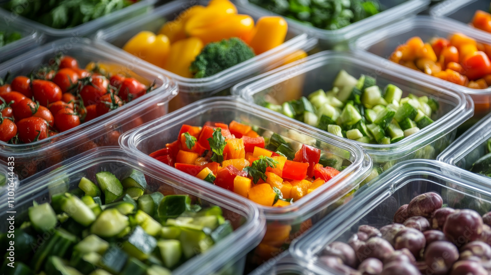 Fresh Vegetables Prepared in Containers for Meal Prep Fresh Vegetables Prepared in Containers for Meal Prep