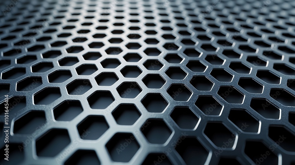 Detailed view of a hexagonal metal mesh used in industrial applications Detailed view of a hexagonal metal mesh used in industrial applications