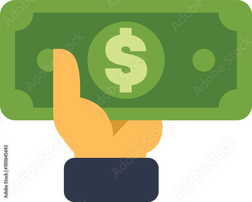 Businessman is holding a bill of one dollar, isolated on a white background