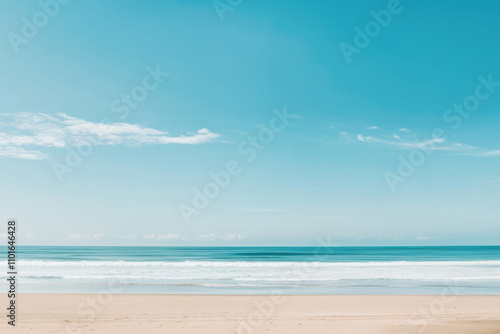 Calm sea and soft sky in minimalist tones, creating a serene and relaxing coastal atmosphere.