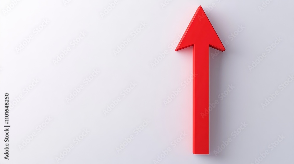The economic risk with trade barriers concept. Red arrow pointing upward on a plain background. The economic risk with trade barriers concept. Red arrow pointing upward on a plain background.