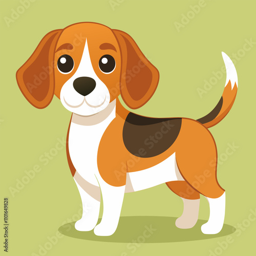 Cute Beagle Dog Cartoon Illustration