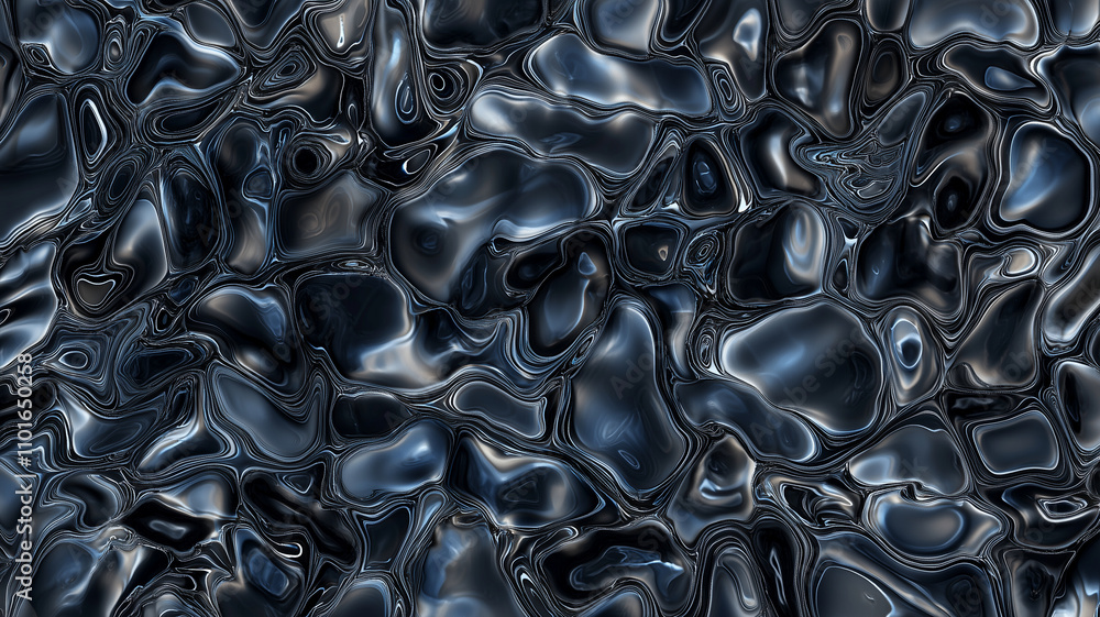 Hyper realistic digital texture of dark water ripples and reflections, showcasing fluid shapes and glossy surfaces. intricate patterns evoke sense of depth and movement Hyper realistic digital texture of dark water ripples and reflections, showcasing fluid shapes and glossy surfaces. intricate patterns evoke sense of depth and movement