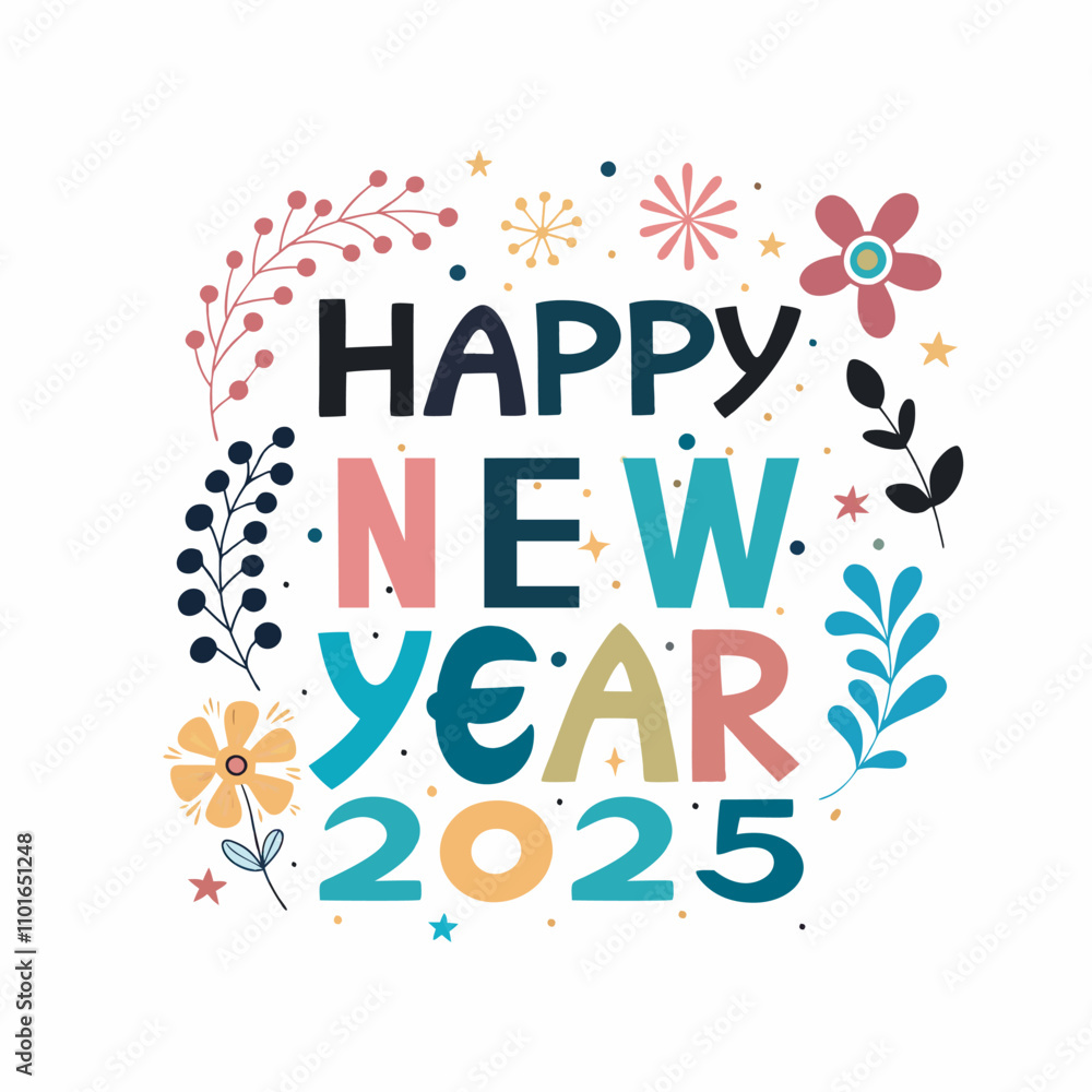 Happy new year 2025 wish t-shirt text typography design Happy new year 2025 wish t-shirt text typography design