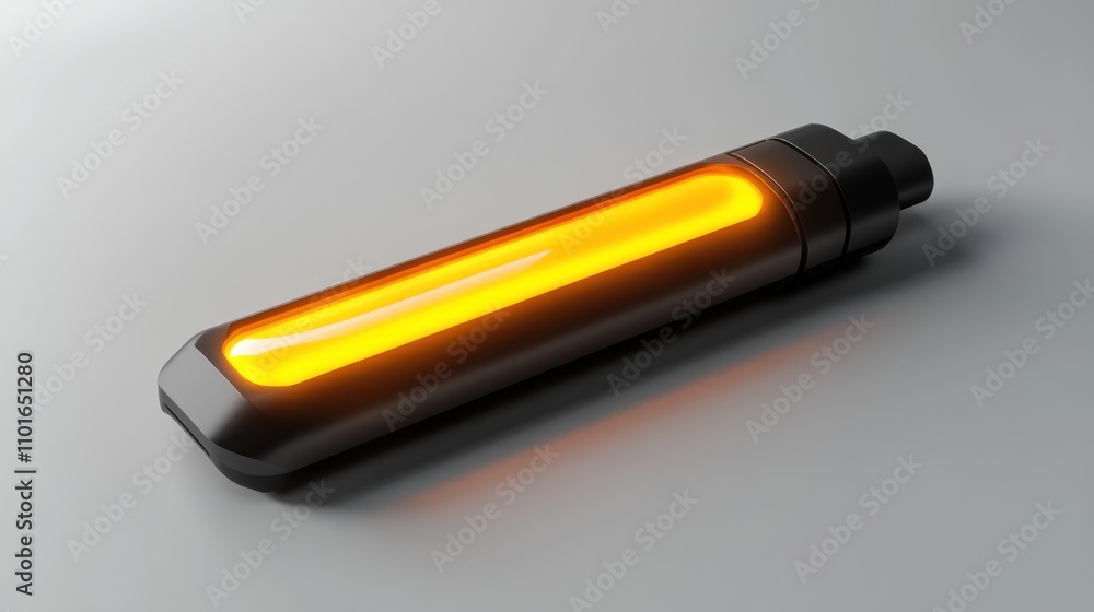 Illuminated Black Device Glowing Orange Inside Illuminated Black Device Glowing Orange Inside