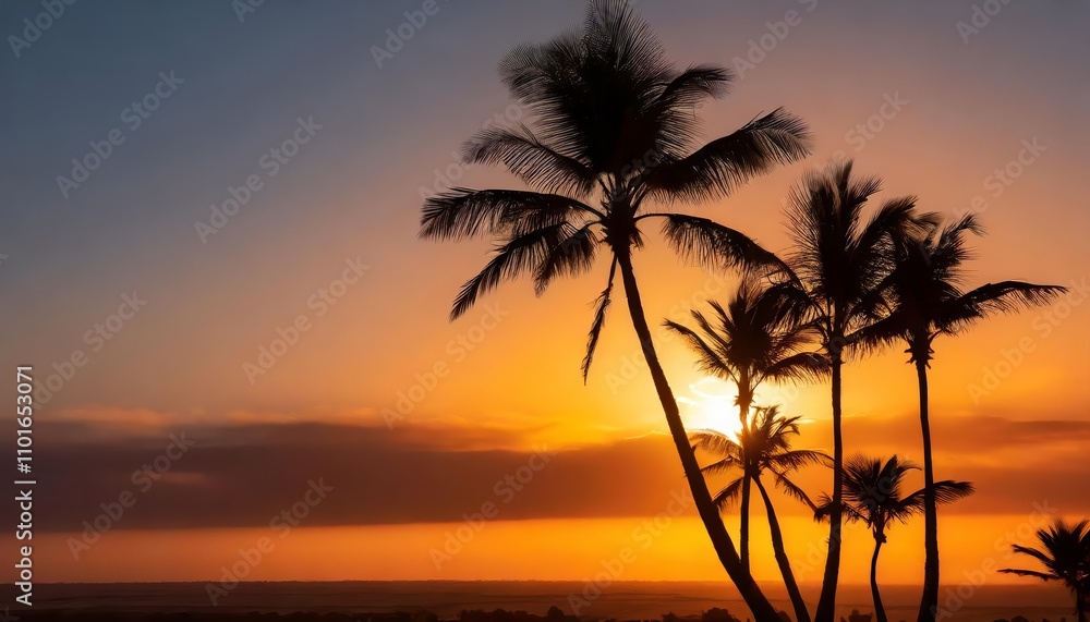 Breathtaking Silhouette of Palm Trees at a Vibrant Tropical Sunrise or Sunset Over Serene Horizon, Capturing Stunning Natural Beauty and Vibrant Colors in a Scenic Coastal Paradise Breathtaking Silhouette of Palm Trees at a Vibrant Tropical Sunrise or Sunset Over Serene Horizon, Capturing Stunning Natural Beauty and Vibrant Colors in a Scenic Coastal Paradise
