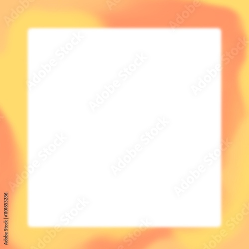 a square white frame on a yellow and orange background