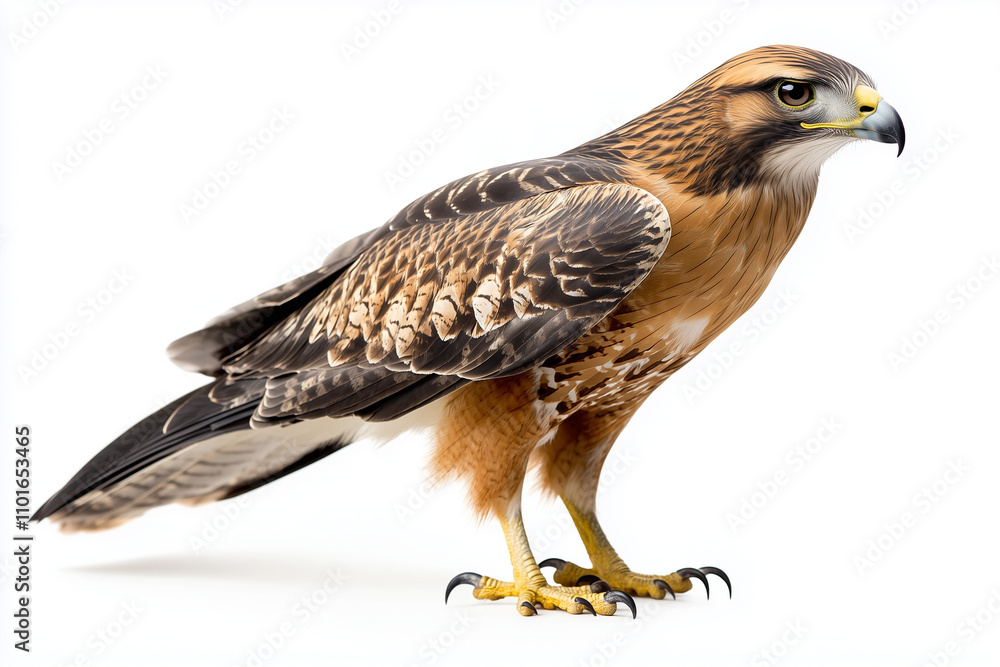 Portrait of hawk isolated on white background, Selective focus baby eagle, Close up shot flying hawk with wing spreading. Portrait of hawk isolated on white background, Selective focus baby eagle, Close up shot flying hawk with wing spreading.