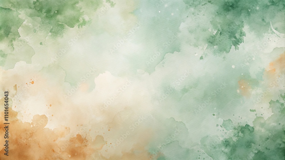 Obraz premium Abstract Watercolor Wash in Earthy Tones Subtle Green and Beige Splashes