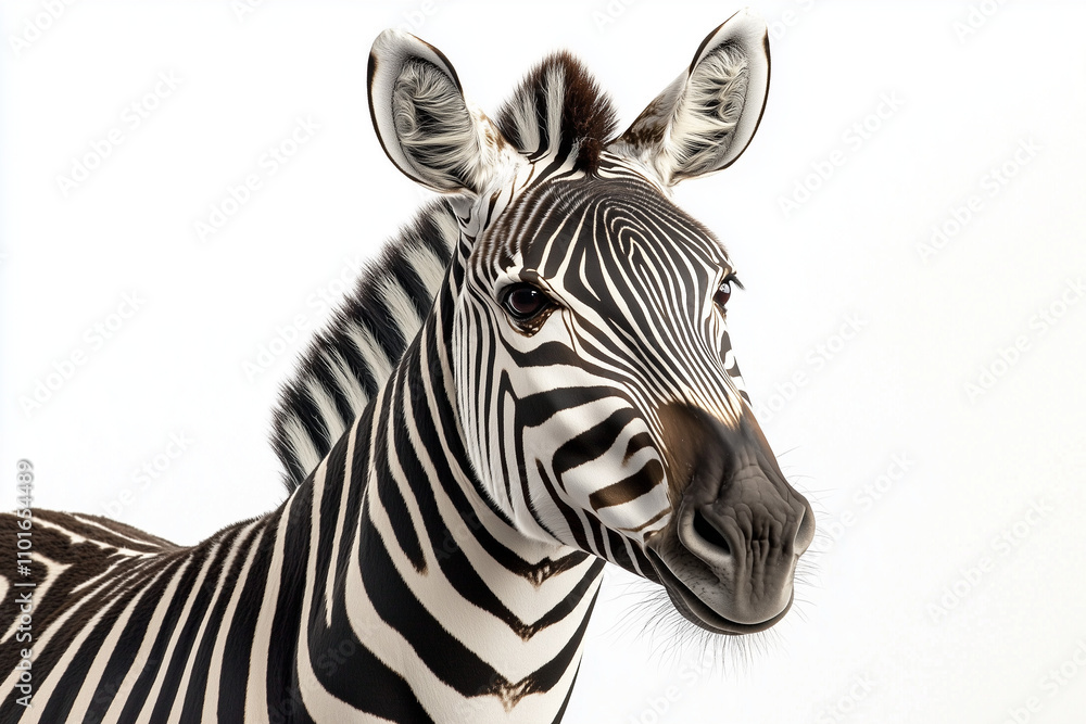 Whole body of white and black stripe zebra isolated on white background, Safari animal, Selective focus plain zebra on white. Whole body of white and black stripe zebra isolated on white background, Safari animal, Selective focus plain zebra on white.
