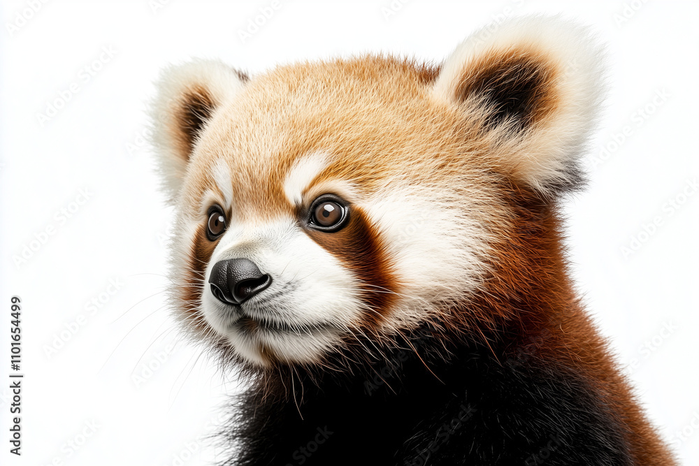 Portrait of red panda in the zoo isolated on white background, Close up shot red panda on white, Cute red panda face. Portrait of red panda in the zoo isolated on white background, Close up shot red panda on white, Cute red panda face.