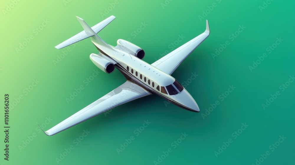 Clean flat design of a jet on a gradient green background with blank space for travel-themed content. Clean flat design of a jet on a gradient green background with blank space for travel-themed content.