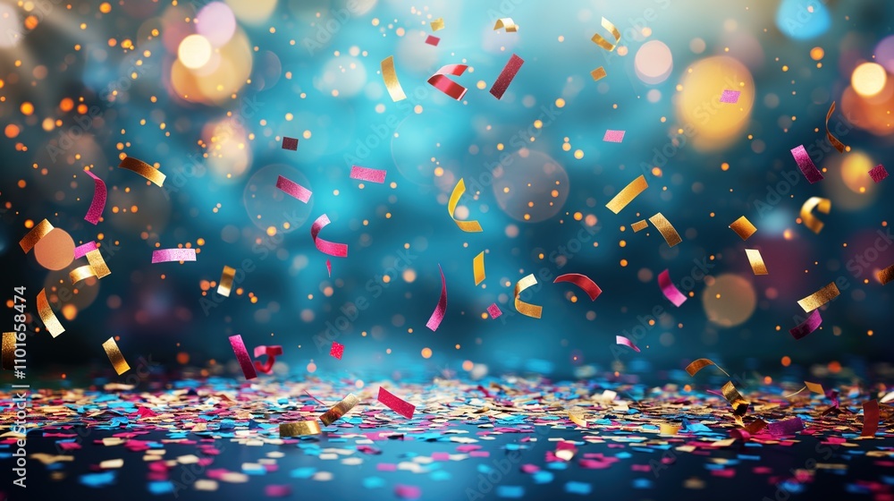 Festive New Year 2025 decoration with glowing confetti, vibrant colors, and a clean space for custom message. New Year's card, poster design,printing company, festival design Festive New Year 2025 decoration with glowing confetti, vibrant colors, and a clean space for custom message. New Year's card, poster design,printing company, festival design
