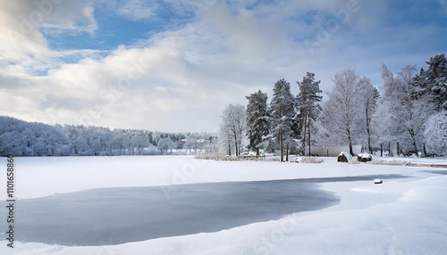 Breathtaking Snow-Covered Landscape Capturing Pristine Winter Serenity, Frosty Trees, Icy Horizons, and Sparkling Snowfields in a Majestic Natural Scene Ideal for Seasonal and Travel