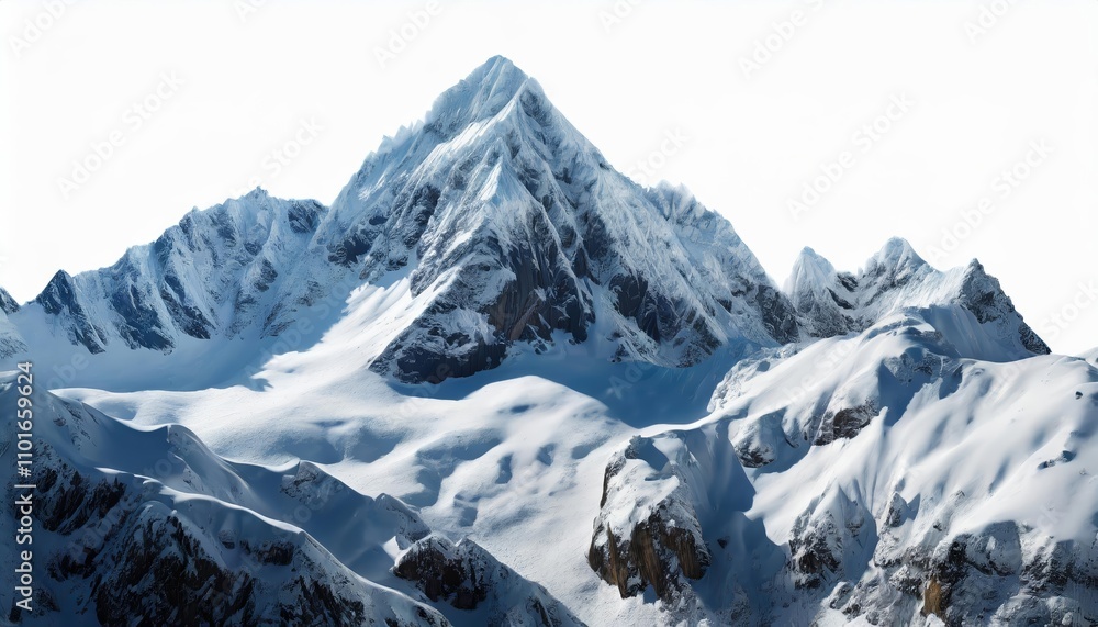 Majestic Snow Mountain Landscape on White Background with Crisp Details and Pristine Peaks Captured in High Resolution Perfect for Design, Print, or Web Projects Featuring Isolated Alpine Majestic Snow Mountain Landscape on White Background with Crisp Details and Pristine Peaks Captured in High Resolution Perfect for Design, Print, or Web Projects Featuring Isolated Alpine