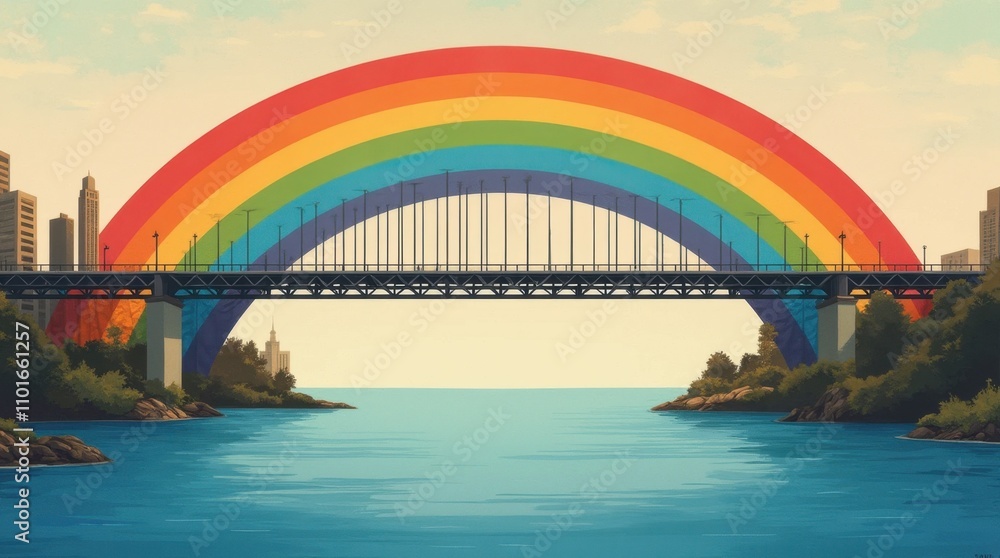 Naklejka premium A Rainbow Bridge Connecting Diverse Worlds