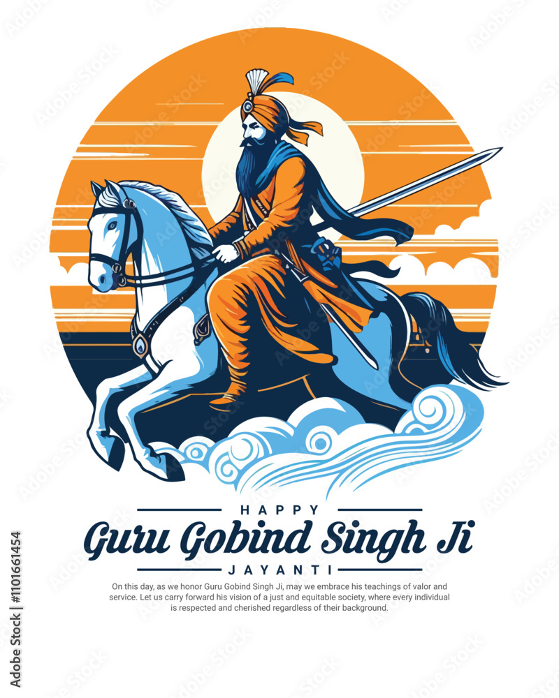 Fototapeta premium Happy Guru Gobind Singh Jayanti Festival Celebration Social media post banner template
