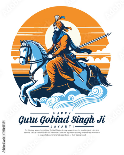 Happy Guru Gobind Singh Jayanti Festival Celebration Social media post banner template