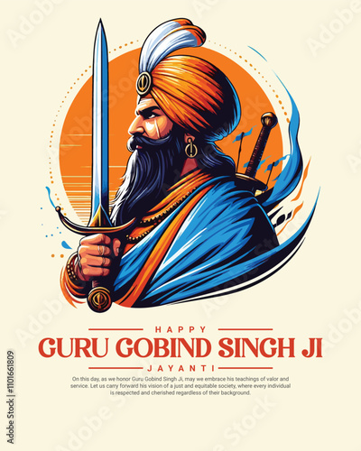 Wallpaper Mural Happy Guru Gobind Singh Jayanti Festival Celebration Social media post banner template Torontodigital.ca