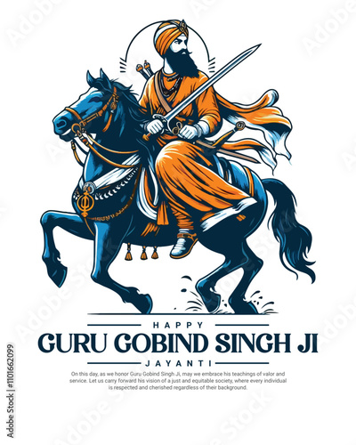 Happy Guru Gobind Singh Jayanti Festival Celebration Social media post banner template
