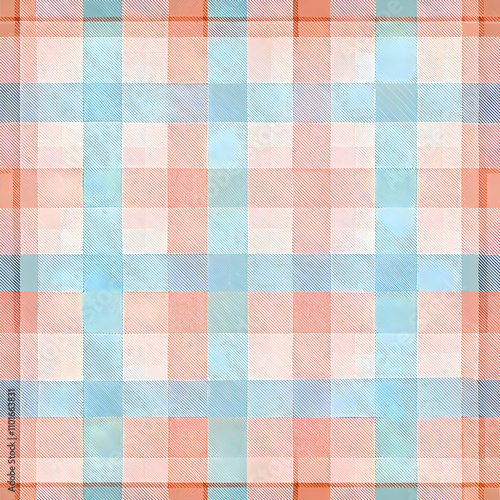 Abstract Pastel Plaid Pattern with Diagonal Stripes.