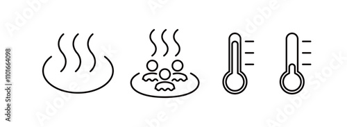 Icon set related to hot spring