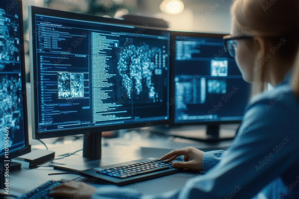 Investigator using software to analyze altered images, metadata timestamps showing inconsistencies, photo-realistic, digital forensic work Investigator using software to analyze altered images, metadata timestamps showing inconsistencies, photo-realistic, digital forensic work