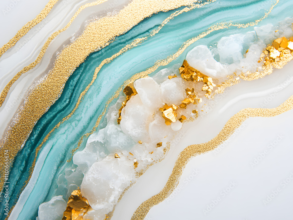 Elegant gold and aqua marble pattern abstract art modern decor studio setting close-up view luxury concept Elegant gold and aqua marble pattern abstract art modern decor studio setting close-up view luxury concept