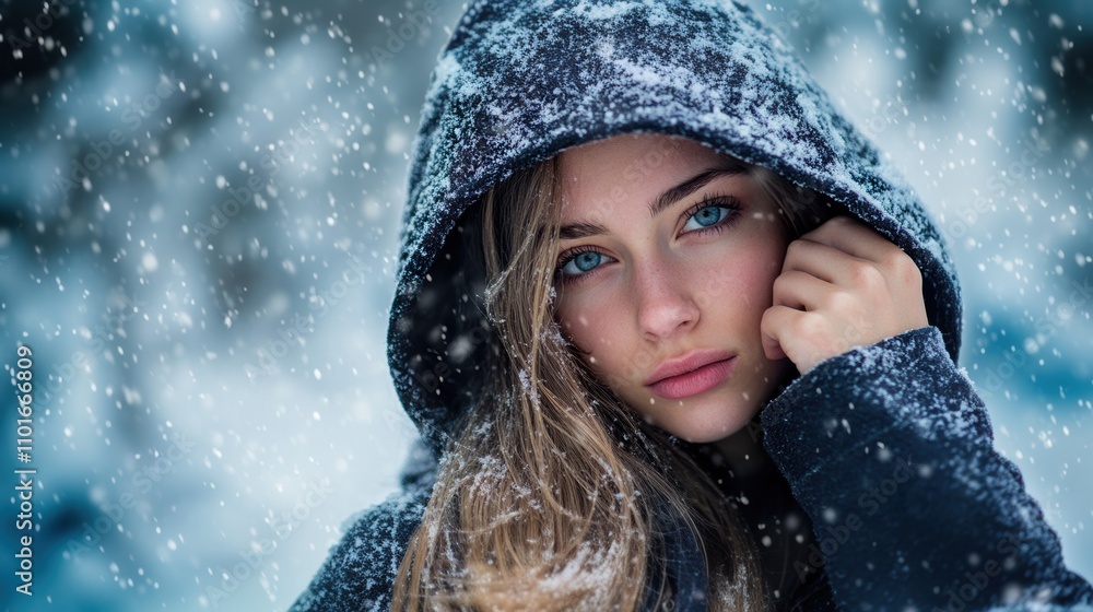 Young woman enjoying a snowy winter day outdoors in nature Young woman enjoying a snowy winter day outdoors in nature