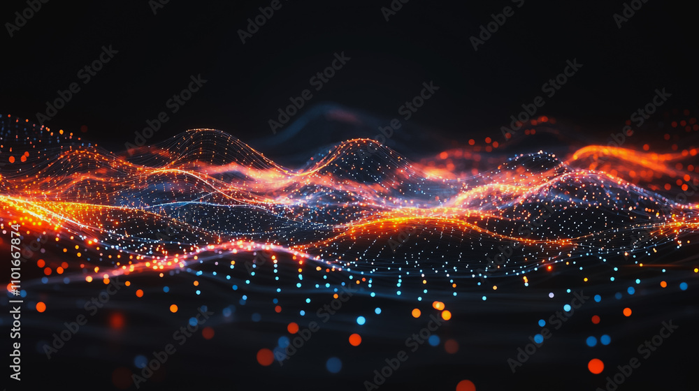 Fototapeta premium Abstract digital background electromagnetic wave background Innovation digital wave background information technology background The background is the background. gradient wave digital wave banner