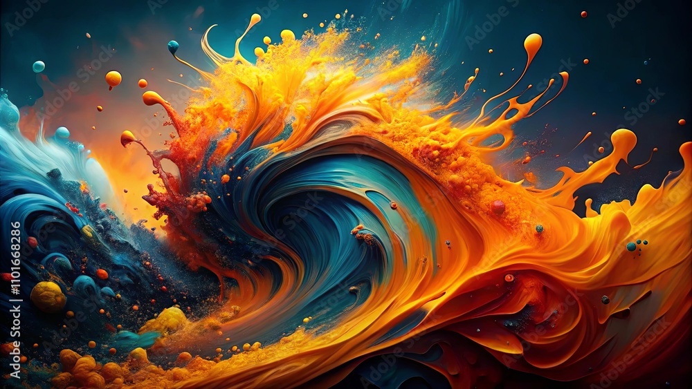 Abstract swirling vibrant colors colliding in a dynamic, energetic composition Abstract swirling vibrant colors colliding in a dynamic, energetic composition