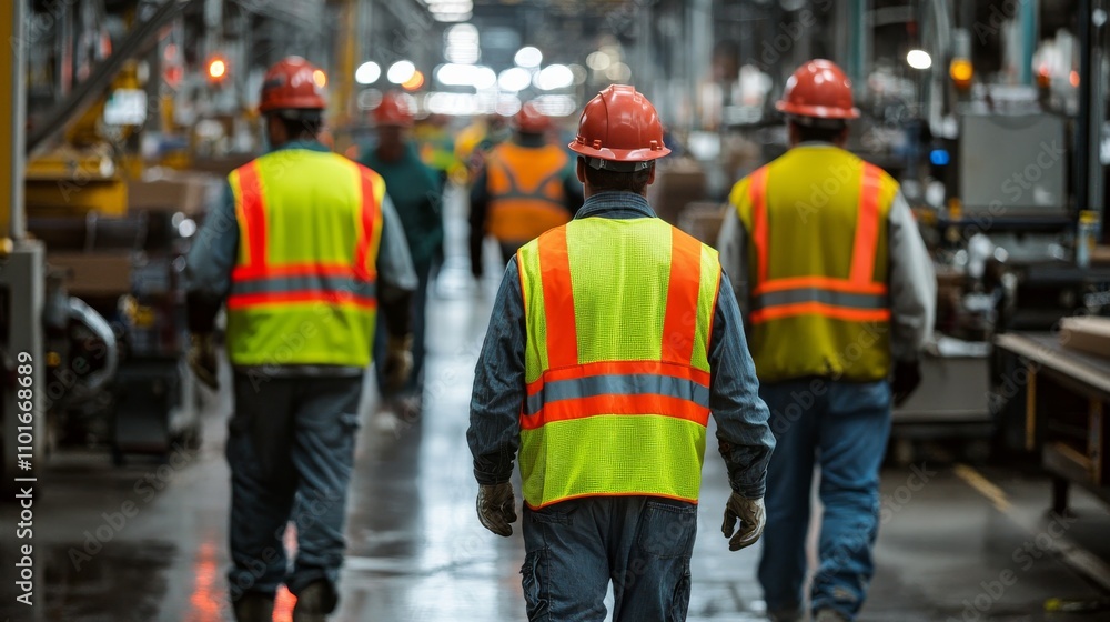 Safety protocols in action construction workers in industrial setting photograph indoor professional environment teamwork concept Safety protocols in action construction workers in industrial setting photograph indoor professional environment teamwork concept