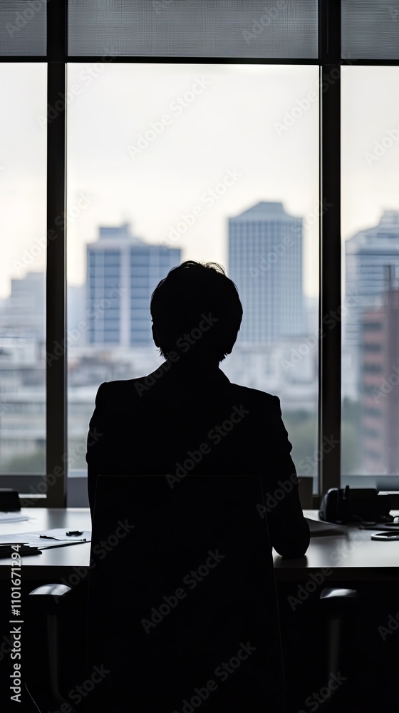 Cityscape Reflection: A Moment of Contemplation in the Office Cityscape Reflection: A Moment of Contemplation in the Office
