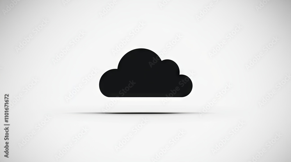 Simple Black Cloud Icon on White Background Simple Black Cloud Icon on White Background